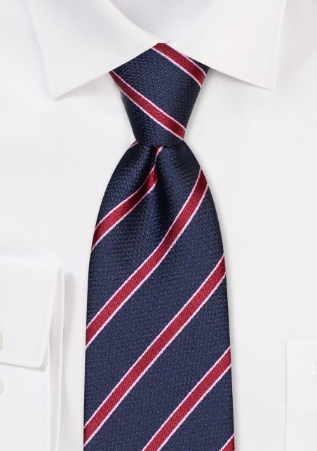 Navy and Wine Red Striped Kids Tie