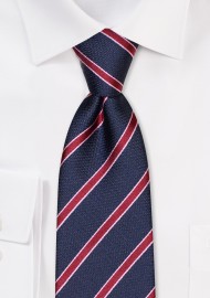 Navy and Wine Red Striped Kids Tie