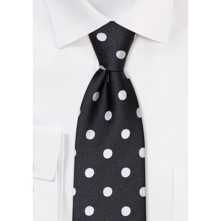 Large Polka Dot Tie in Black and Silver