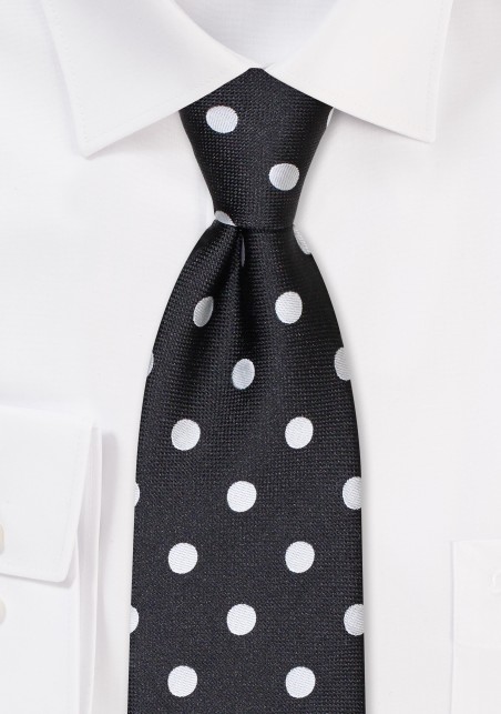 XL Polka Dot Tie in Black and White