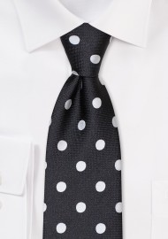 XL Polka Dot Tie in Black and White