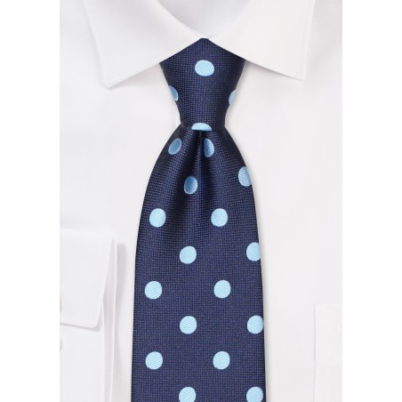 Navy and Sky Blue Polka Dot Tie