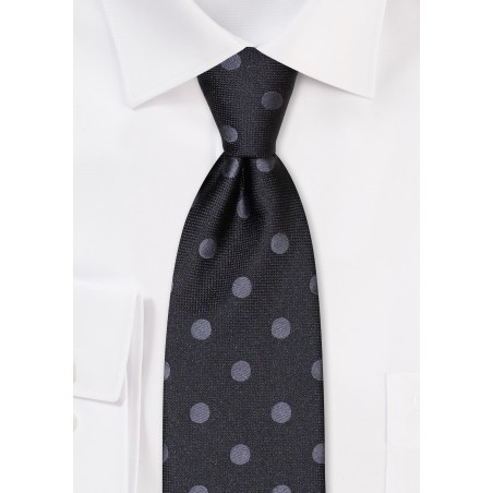 Black and Smoke Gray Polka Dot Tie