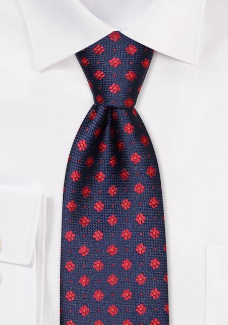 Tiny Floral Weave Kids Tie in Navy