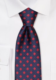 Tiny Floral Weave Kids Tie in Navy
