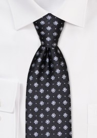 Floral Dot Tie in Black and Gray