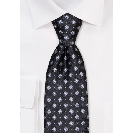 Black XL Tie with Tiny Woven Florals