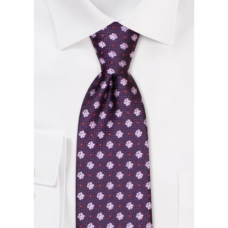 Eggplant and Lilac Floral Tie