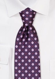 Tiny Floral Weave Kids Tie in Purple