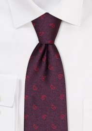 Micro Paisley Tie in Wine Red