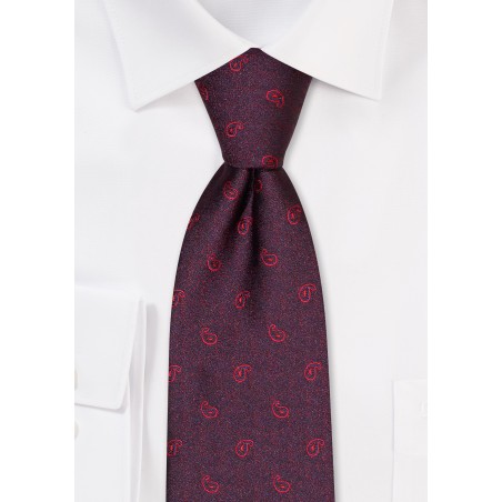 Micro Paisley Kids Tie in Dark Red