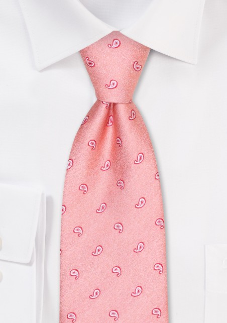 Peach Paisley Tie in XL