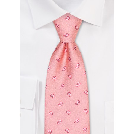 Peach Paisley Tie in XL