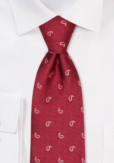 Kids Paisley Tie in Scarlet Red