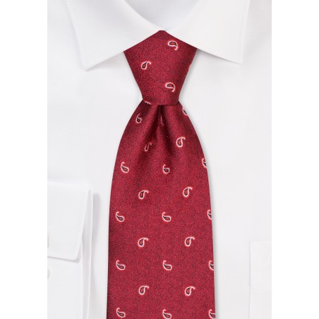 Kids Paisley Tie in Scarlet Red