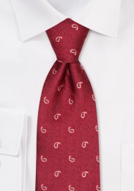 Kids Paisley Tie in Scarlet Red