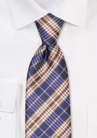 Navy and Gold Tartan Check Kids Tie