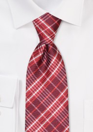 Red and White Tartan Check Kids Tie