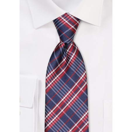 Navy and Red Tartan Check Kids Tie