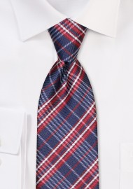 Navy and Red Tartan Check Kids Tie