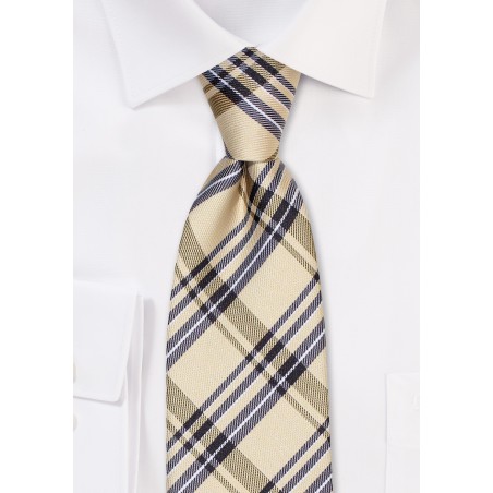 Classic Tartan Necktie in Mustard Yellow