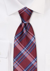 Wine and Navy Xl Tartan Tie