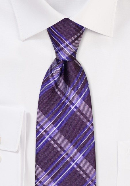 Plum Purple Kids Plaid Necktie