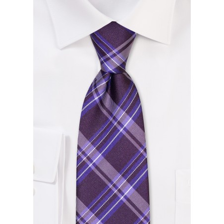 Plum Purple Kids Plaid Necktie