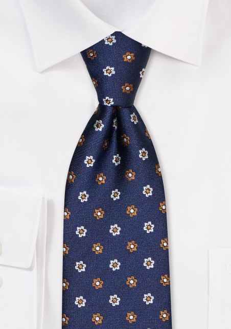 Navy and Copper Foulard Necktie