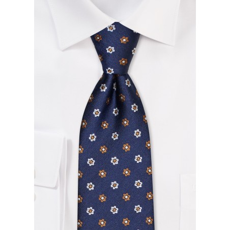 Navy and Copper Foulard Necktie