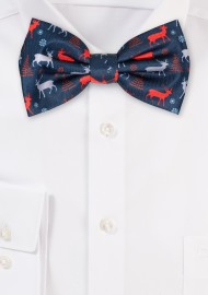 Teal and Red Christmas Print Bowtie