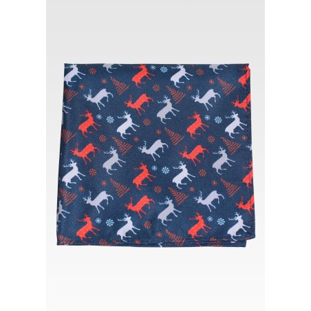 Teal and Red Holiday Print Pocket Square