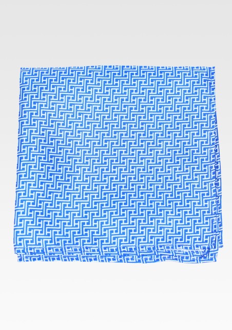 Sky Blue Pocket Square with Geometric Design Print