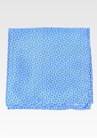 Sky Blue Pocket Square with Geometric Design Print
