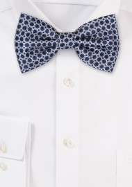 Geometric Print Bow Tie in Dark Navy