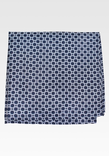Navy Geometric Print Pocket Hanky