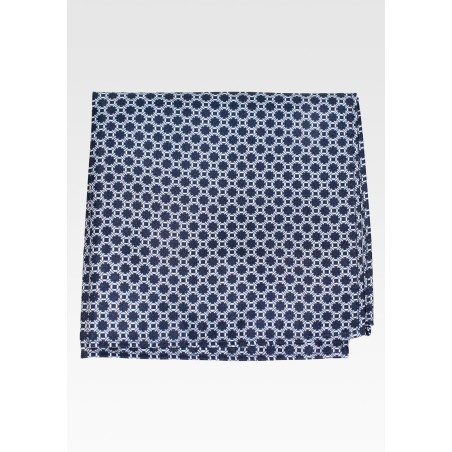 Navy Geometric Print Pocket Hanky