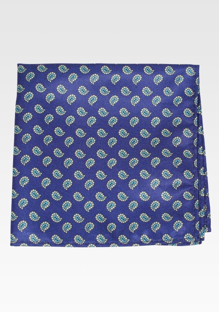 Purple Hanky with Mint and Yellow Paisley Print