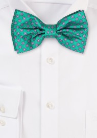 Floral Bow Tie in Green, Purple, and Aqua