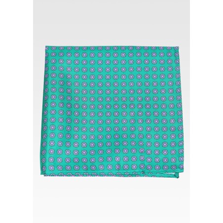 Green and Purple Floral Print Pocket Square