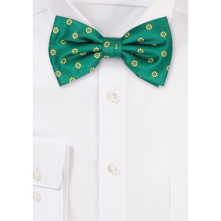 Kelly Green Floral Bow Tie