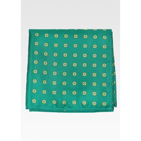 Kelly Green Floral Pocket Square