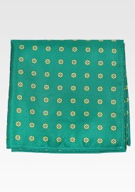 Kelly Green Floral Pocket Square