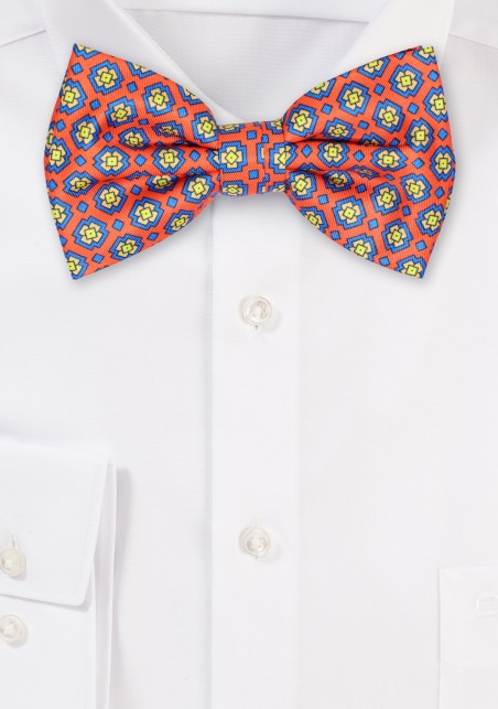 Bright Summer Bow Tie in Orange and Pink
