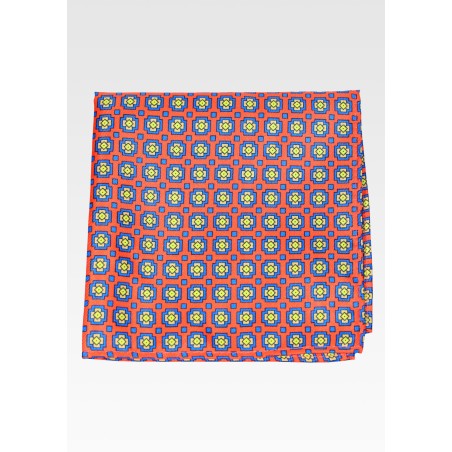 Orange, Pink, and Turquoise Geometric Pocket Square