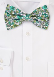 Floral Bowtie in Greens and White