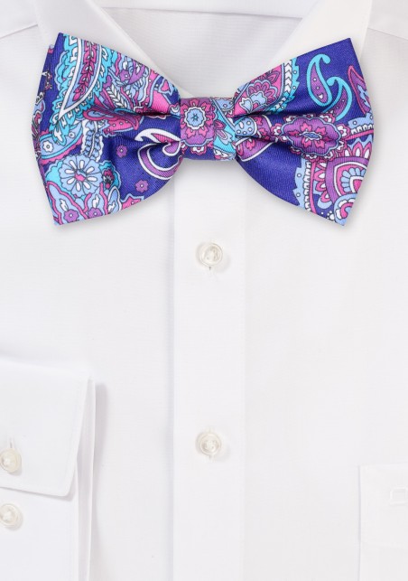 Purple Paisley Print Bowtie