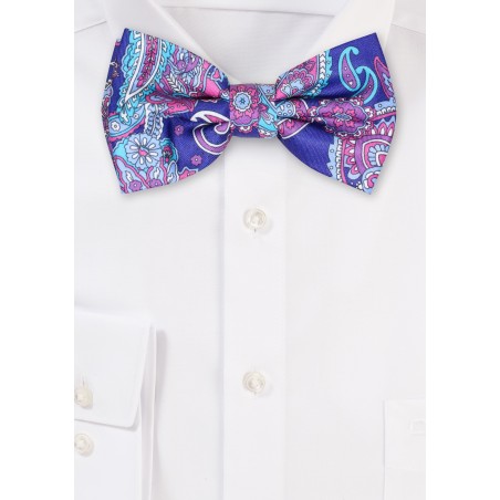 Purple Paisley Print Bowtie