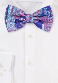 Purple Paisley Print Bowtie