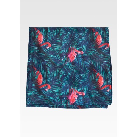 Pocket Squares with Ferns and Flamingos